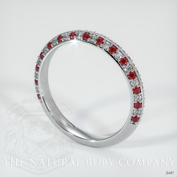14K White Gold Ruby and Diamond Prong Wedding Band