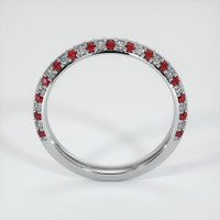 14K White Gold Ruby and Diamond Prong Wedding Band Image