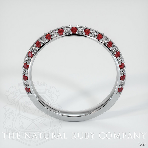 14K White Gold Ruby and Diamond Prong Wedding Band