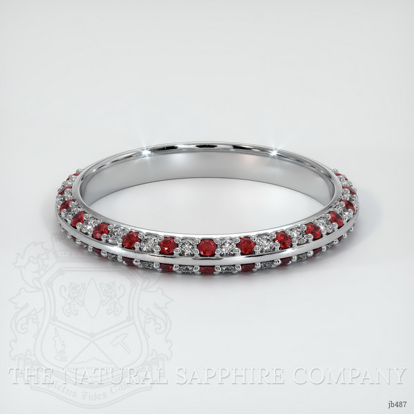 18K White Gold Ruby and Diamond Prong Wedding Band