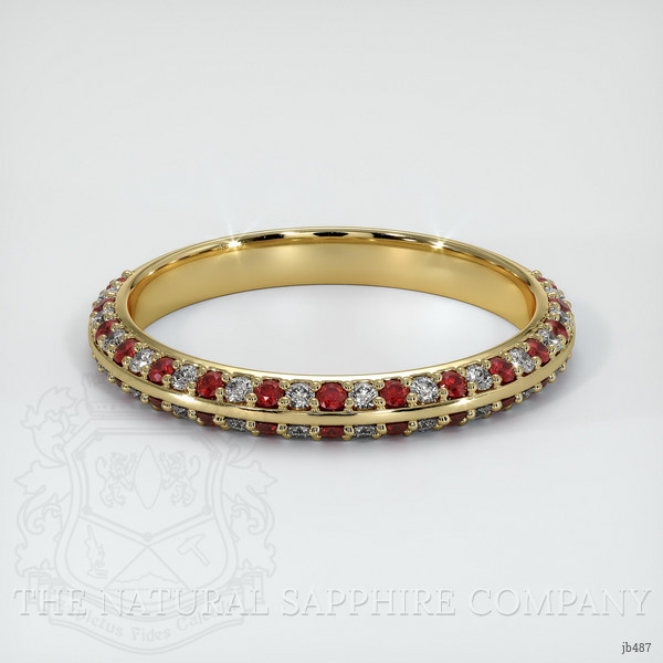 14K Yellow Gold Ruby and Diamond Prong Wedding Band