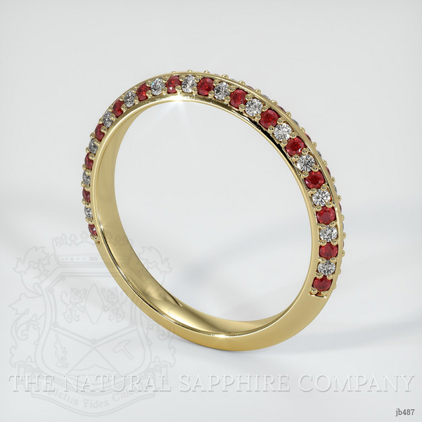14K Yellow Gold Ruby and Diamond Prong Wedding Band