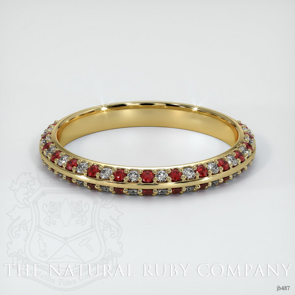 18K Yellow Gold Ruby and Diamond Prong Wedding Band