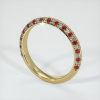 18K Yellow Gold Ruby and Diamond Prong Wedding Band Image