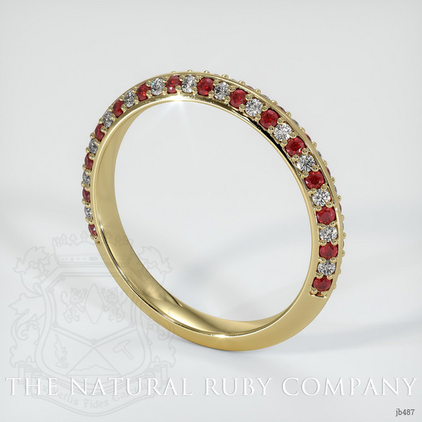 18K Yellow Gold Ruby and Diamond Prong Wedding Band