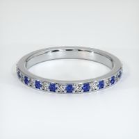Platinum 950 Blue Sapphire and Diamond Pave Wedding Band Video