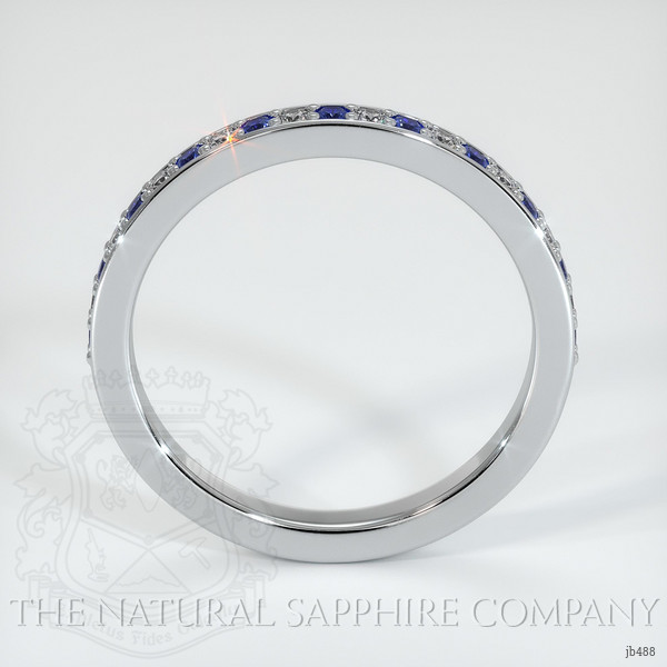Platinum 950 Blue Sapphire and Diamond Pave Wedding Band