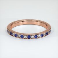 14K Rose Gold Blue Sapphire and Diamond Pave Wedding Band Video