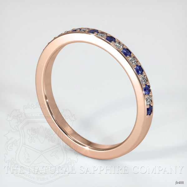 14K Rose Gold Blue Sapphire and Diamond Pave Wedding Band