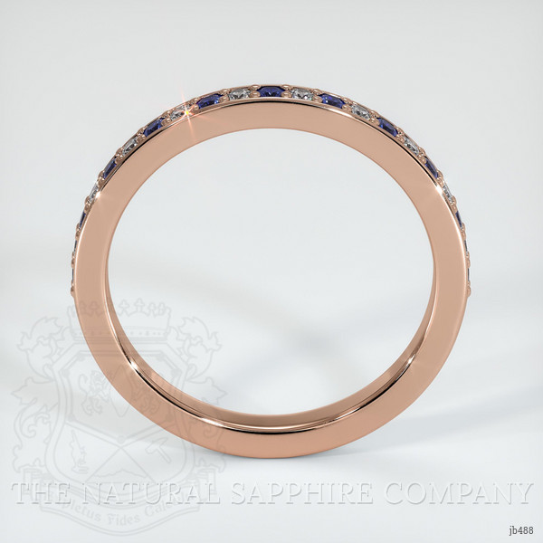 14K Rose Gold Blue Sapphire and Diamond Pave Wedding Band