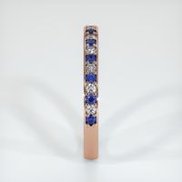 14K Rose Gold Blue Sapphire and Diamond Pave Wedding Band Image