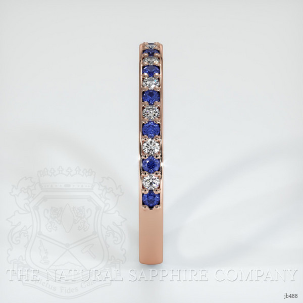 14K Rose Gold Blue Sapphire and Diamond Pave Wedding Band