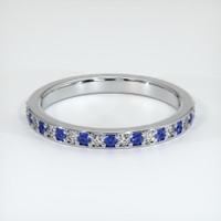 14K White Gold Blue Sapphire and Diamond Pave Wedding Band Video