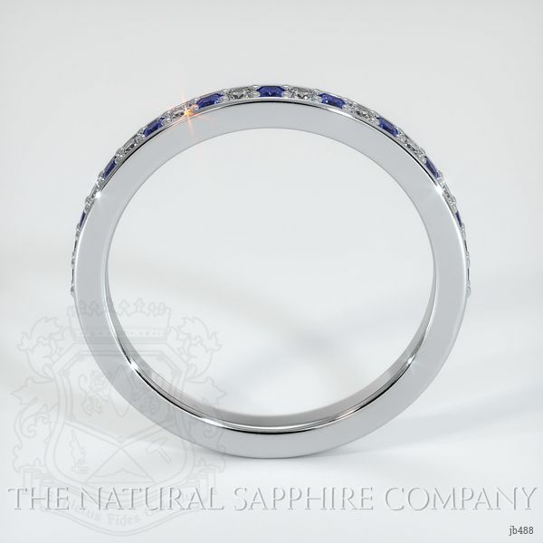 14K White Gold Blue Sapphire and Diamond Pave Wedding Band
