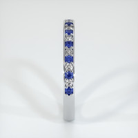 14K White Gold Blue Sapphire and Diamond Pave Wedding Band Image