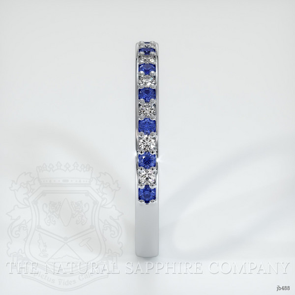 18K White Gold Blue Sapphire and Diamond Pave Wedding Band