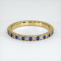 14K Yellow Gold Blue Sapphire and Diamond Pave Wedding Band Video
