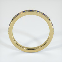 14K Yellow Gold Blue Sapphire and Diamond Pave Wedding Band Image