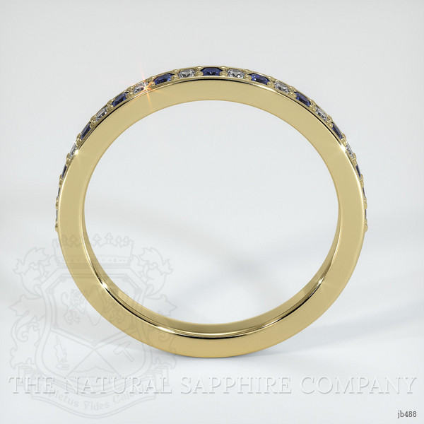 14K Yellow Gold Blue Sapphire and Diamond Pave Wedding Band