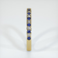 14K Yellow Gold Blue Sapphire and Diamond Pave Wedding Band Image