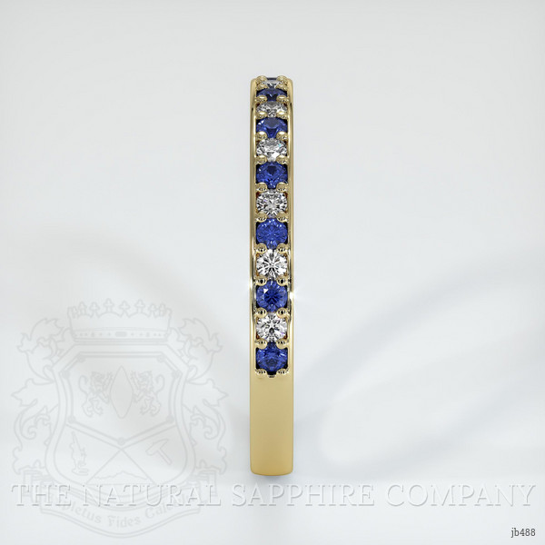 14K Yellow Gold Blue Sapphire and Diamond Pave Wedding Band