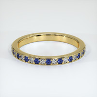 18K Yellow Gold Blue Sapphire and Diamond Pave Wedding Band Video