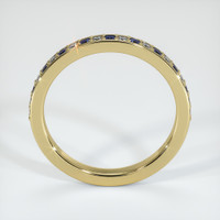 18K Yellow Gold Blue Sapphire and Diamond Pave Wedding Band Image