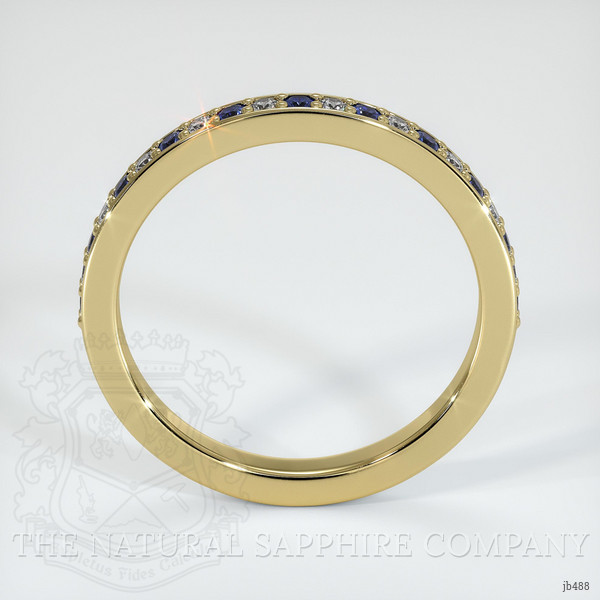 18K Yellow Gold Blue Sapphire and Diamond Pave Wedding Band