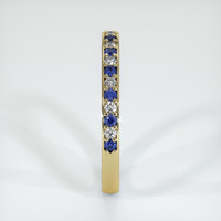 18K Yellow Gold Blue Sapphire and Diamond Pave Wedding Band Image
