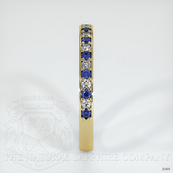 18K Yellow Gold Blue Sapphire and Diamond Pave Wedding Band