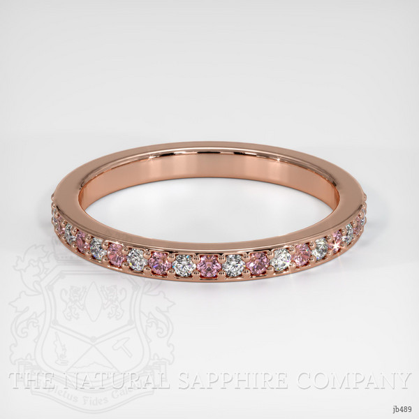 14K Rose Gold Pink Sapphire and Diamond Pave Wedding Band