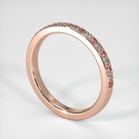 14K Rose Gold Pink Sapphire and Diamond Pave Wedding Band Image