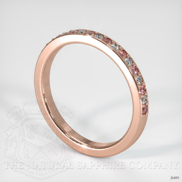 14K Rose Gold Pink Sapphire and Diamond Pave Wedding Band