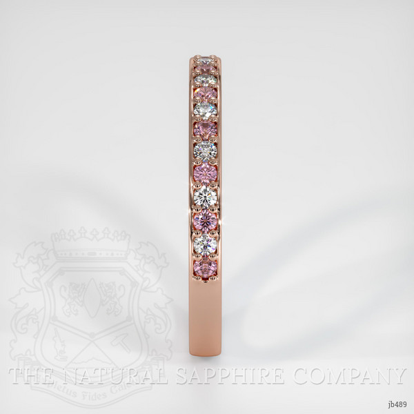 14K Rose Gold Pink Sapphire and Diamond Pave Wedding Band