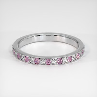14K White Gold Pink Sapphire and Diamond Pave Wedding Band Video