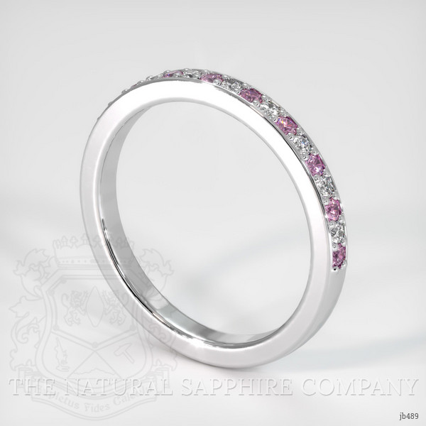 14K White Gold Pink Sapphire and Diamond Pave Wedding Band