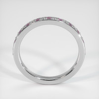 14K White Gold Pink Sapphire and Diamond Pave Wedding Band Image