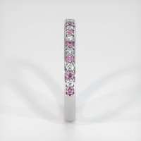 14K White Gold Pink Sapphire and Diamond Pave Wedding Band Image