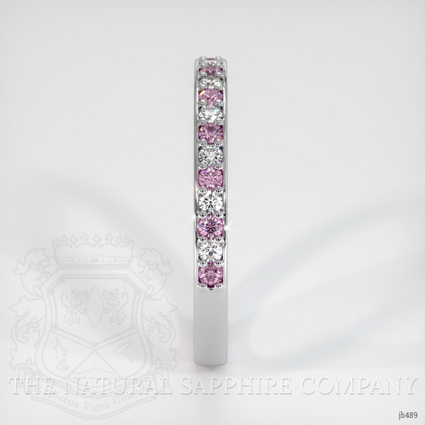 14K White Gold Pink Sapphire and Diamond Pave Wedding Band