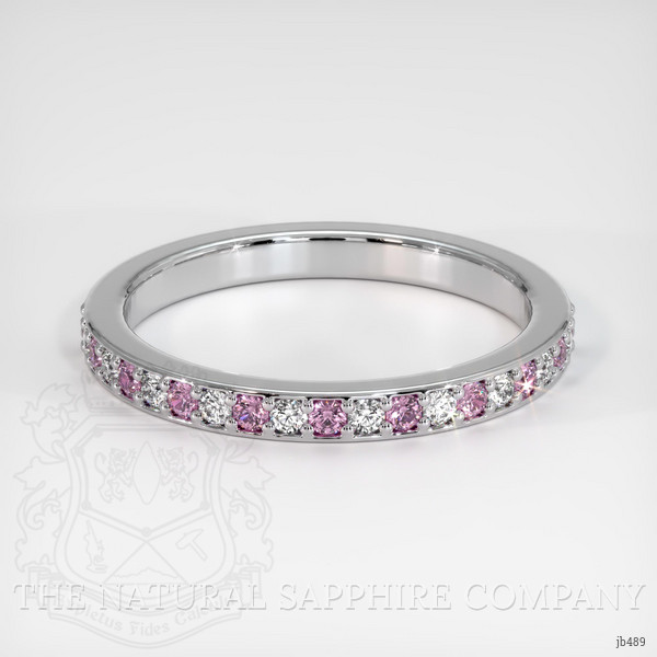 18K White Gold Pink Sapphire and Diamond Pave Wedding Band