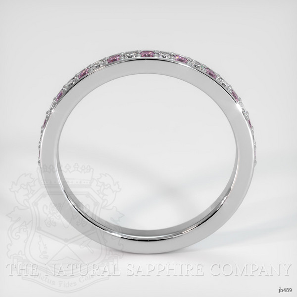 18K White Gold Pink Sapphire and Diamond Pave Wedding Band