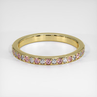 14K Yellow Gold Pink Sapphire and Diamond Pave Wedding Band Video