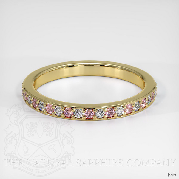 14K Yellow Gold Pink Sapphire and Diamond Pave Wedding Band