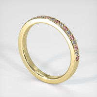 14K Yellow Gold Pink Sapphire and Diamond Pave Wedding Band Image