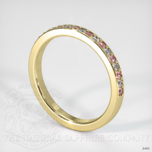 14K Yellow Gold Pink Sapphire and Diamond Pave Wedding Band