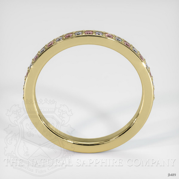 14K Yellow Gold Pink Sapphire and Diamond Pave Wedding Band