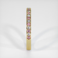 14K Yellow Gold Pink Sapphire and Diamond Pave Wedding Band Image