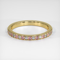 18K Yellow Gold Pink Sapphire and Diamond Pave Wedding Band Video