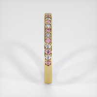 18K Yellow Gold Pink Sapphire and Diamond Pave Wedding Band Image