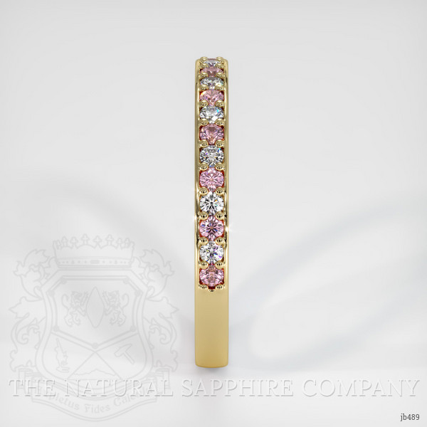 18K Yellow Gold Pink Sapphire and Diamond Pave Wedding Band